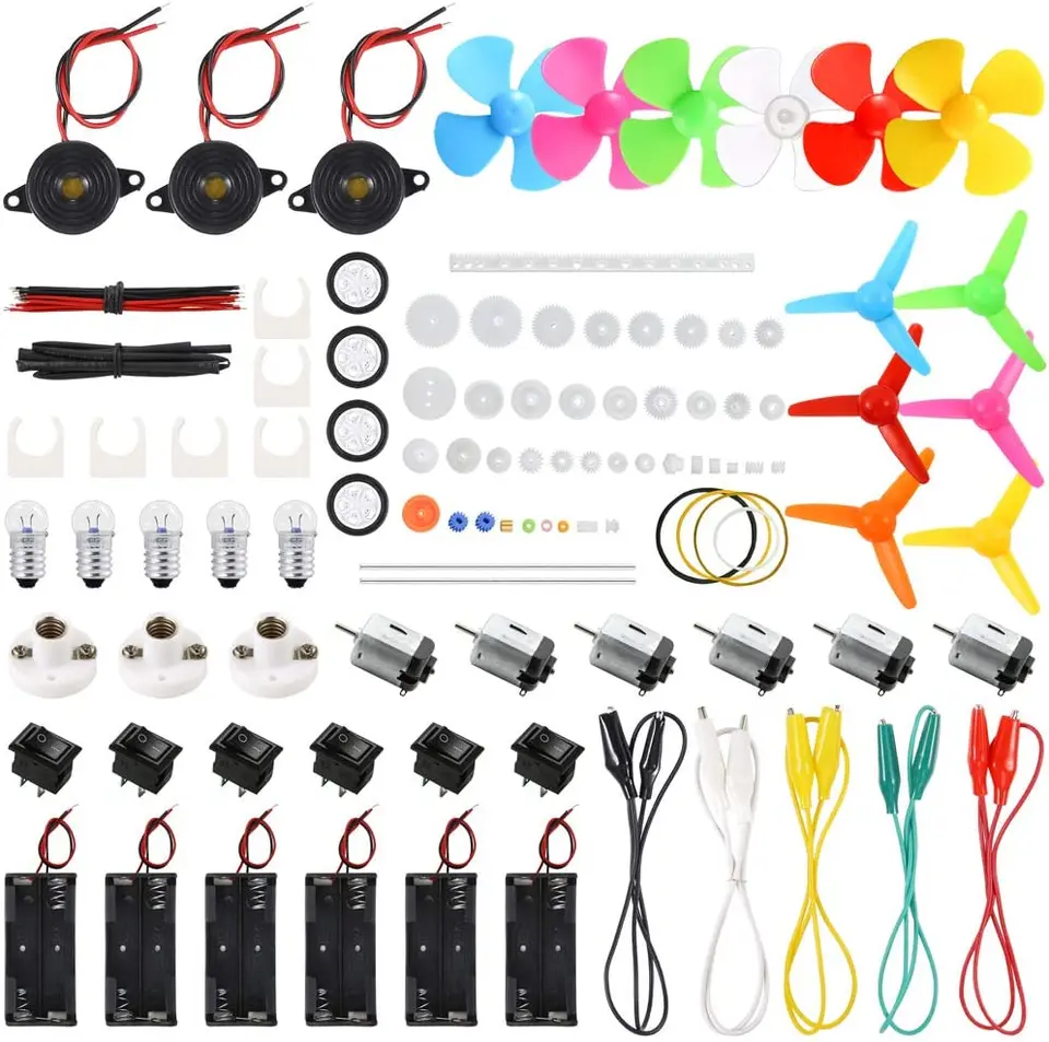 FLORMOON Mini Gear DC Motor Kit - 3-12V With Plastic Wheel & Frame - DIY Science Toy Motor