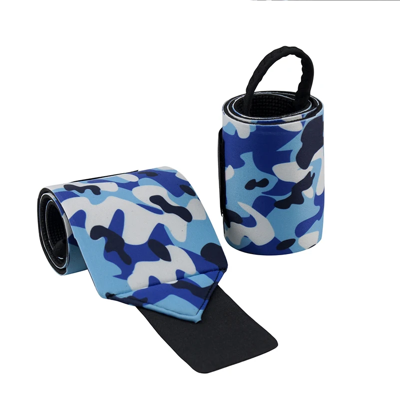 Camouflage Blue 1 пара, поддержка запястья, тренажерный зал, фитнес, тяжелая атлетика, тренировочные перчатки, барная штанга, Спортивные ремни, обертывания, защита правой и левой руки - Цвет: Camouflage Blue