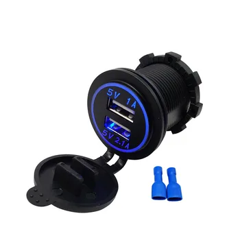 

Dual USB Car Charger For Iphone Xiaomi Redmi Samsung DC12V-24V Waterproof Vehicle Auto USB Sockets Porwer Adapter