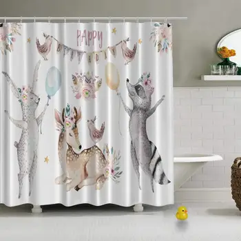 

Cute Baby Giraffe Deer Animal Nursery Various Shower Curtain for Bath Tub,72''L x 72''W