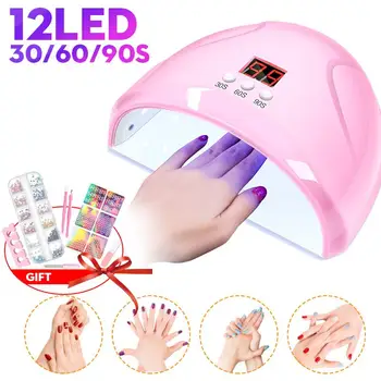 

UV LED Nail Dryer Lamp 12LED 30/60/90s Timer Auto Infrared Sensor Nail Gel Drying Machine Nail Art Tools for Home Nail Shop