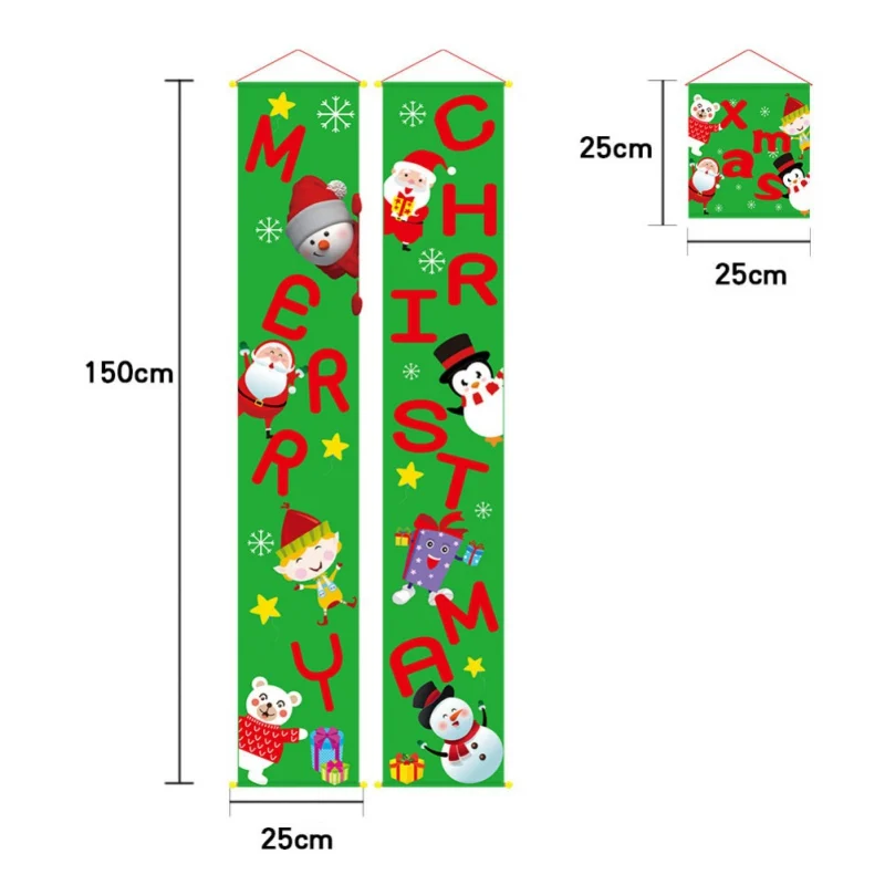 Рождественский баннер для крыльца, рождественское наружное украшение для дома, подвесная подвеска, Рождественское украшение Navidad Xmas - Цвет: Зеленый