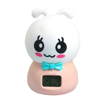 

Adjustable Brightness Multifunctional Bedside Digital Display Silicone Night Light Bluetooth Music Cartoon Animal Touch Switch