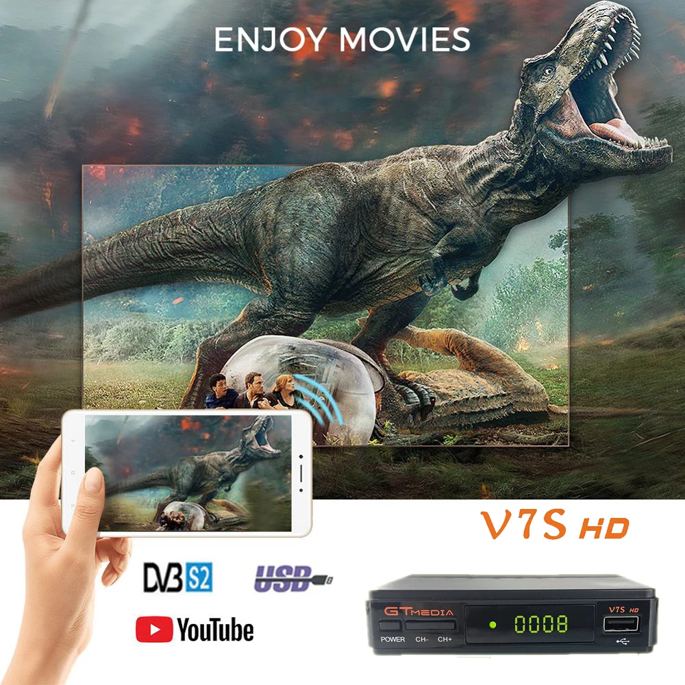 1 год бесплатно Европа 7 clines сервер+ GTmedia V7S HD full HD ТВ спутниковый ресивер+ 1 USB устройство Wi-Fi DVB-S2 USB порт