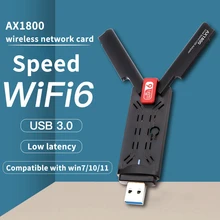 Adaptateur Ethernet Wifi 1800Mbps 6 USB 3.0 antenne Wi fi Dongle 802.11ax double bande 2.4G/5Ghz carte réseau Wi Fi pour PC