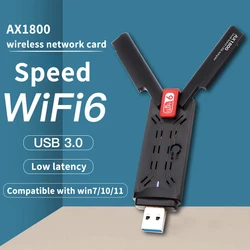 Adaptateur Ethernet Wifi 1800Mbps 6 USB 3.0 antenne Wi fi Dongle 802.11ax double bande 2.4G/5Ghz carte réseau Wi Fi pour PC 