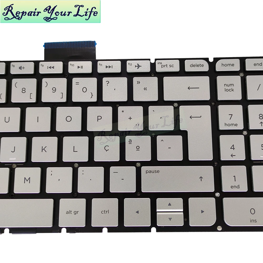 Teclado sp po Backlit para hp Pavilion Teclados Prateados Espanhol es la Layout Português Novo Original Nsk Cw5bc 15 ab 15-ak 15-bc - Imagem 2