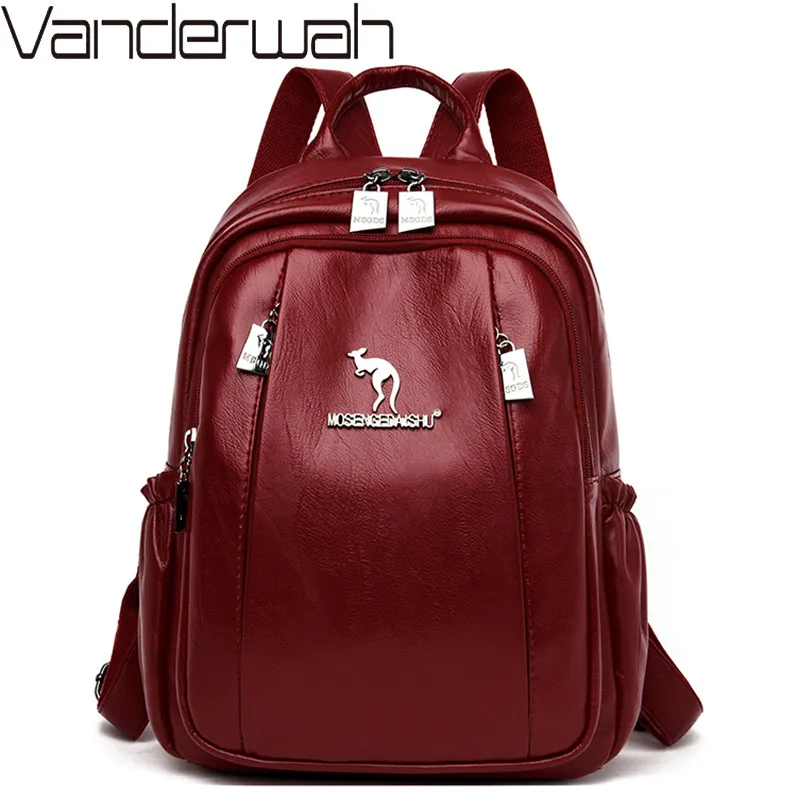 

Women Soft Leather Backpacks For Girls Sac a Dos Casual Daypack Black Vintage Backpack School Bags For Girls Mochila Rucksacks