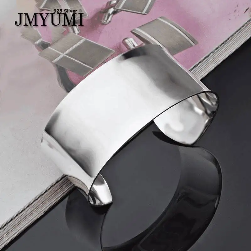 

JMYUMI 925 Sterling Silver Classic Simple Extra Large Opening Bangles & Bracelet For Women Wedding Charming Jewelry Accessorie