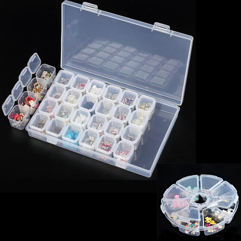 

28 Grids Plastic Storage Box Jewelry Beads Storage Case Transparent Compartment Medicine Box Organizer Adjustable Organizer