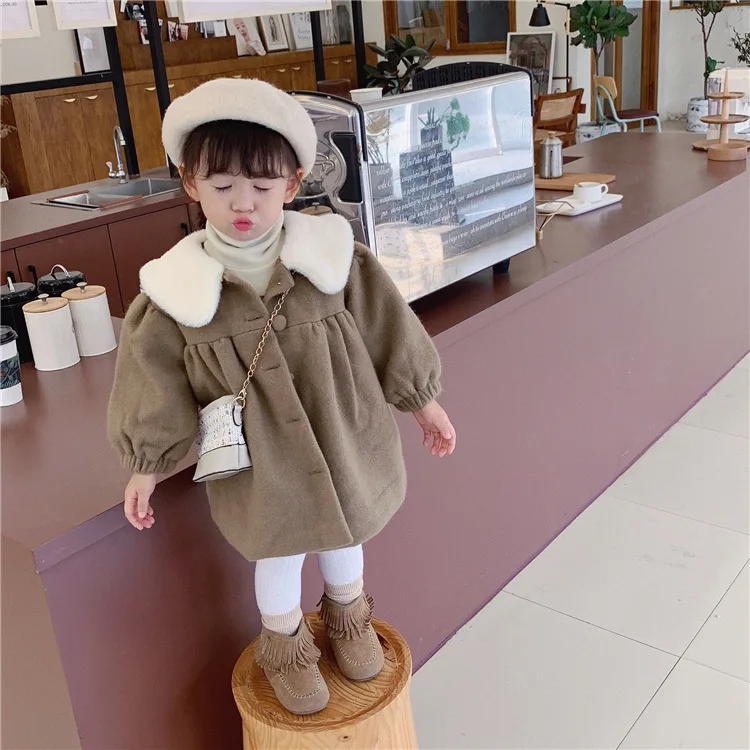 New Arrival Girls Woolen Coat Autumn Winter Baby Girl Clothes Kids Jacket 1-6Years