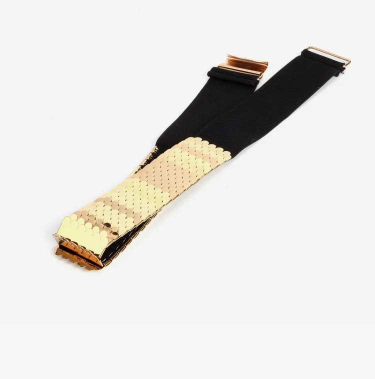 Deepeel Metal Sequin Cummerbunds Fashion Decorative Skirt Elastic Wide Belt Decorative Luxury Women's Belt Accessories YK607
