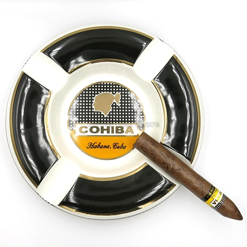 Cohiba из фарфора высокого качества с сигарная пепельница большой Размер 4 слота сигары Настольный держатель сигарета Портативный табак пепельница, для курения инструмент
