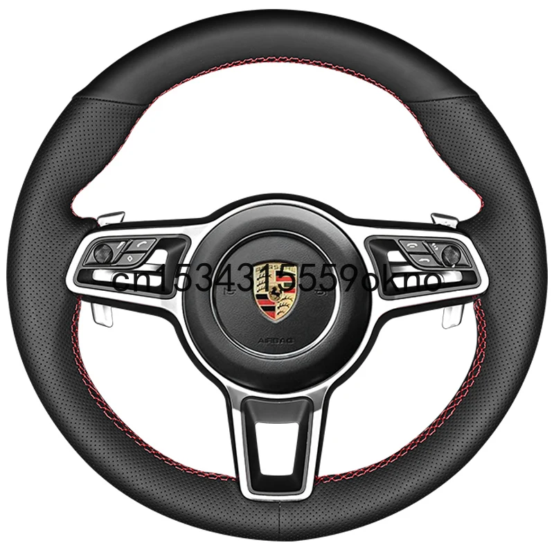 

DIY Sew Customized Steering Wheel Cover For Porsche Panamera Macan 2014-21 Car Accessories