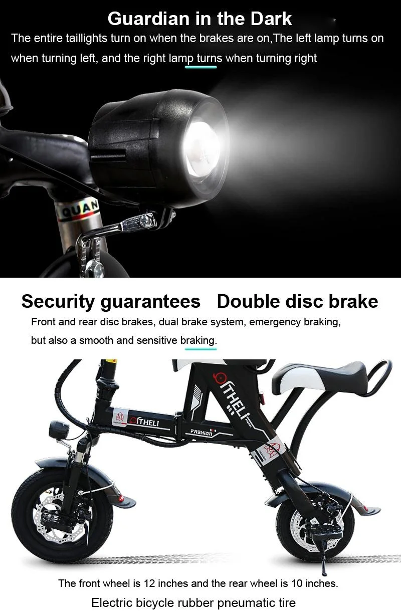 12 Inch Lightweight Electric Scooter 2 Wheels Electric Scooters 500W Mini Foldable Electric Bikes Adults With Anti-theft System (3)