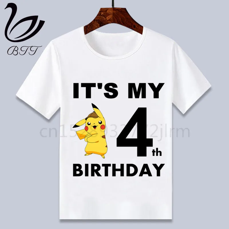 Детская одежда с принтом «Покемон го Пикачу» на День рождения; футболка для девочек; подарок на день рождения; детская одежда; футболки для мальчиков; футболки для малышей