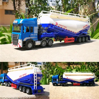 

Semi-trailer Tank Truck Powder Transporter Cement Truck Alloy Transporter Model 1:50 Toys Children Pull Back Toys
