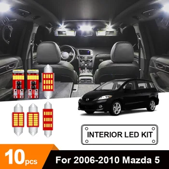 

10 x White Ice Blue No Error Car LED License Plate Lamp Trunk Cargo Dome Ceiling Reading Bulbs Package Kit For 2006-2010 Mazda 5