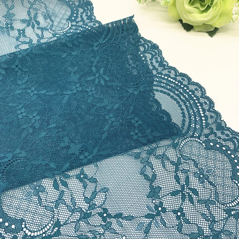 3y/lot Width 24.50cm Teal Blue Stretch Lace Trim Soft 3