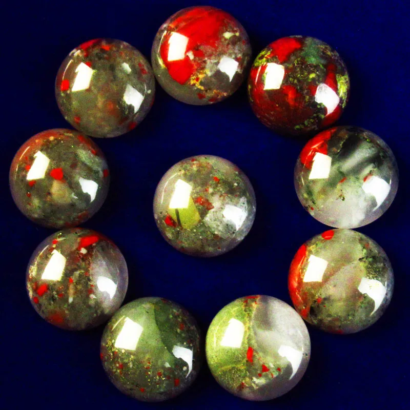 

(12 pieces/lot) Wholesale A+ Dragon Bloodstone Round CAB CABOCHON 20x8mm yl111902