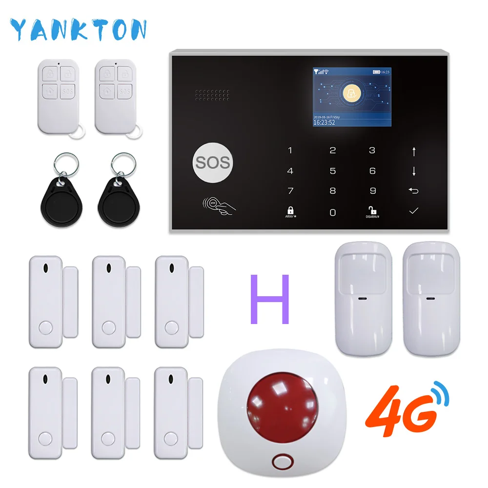 YK-015-4G-G30-Si-H Переключаемая беспроводная домашняя охранная система Tuya на 11 языков, 3G и 4G, Wi-Fi сигнализация, 433 МГц, RFID карта, устройство для снятия руки, приложение, дистанционное управление - Цвет: YK-015-4G-G30-Si-H