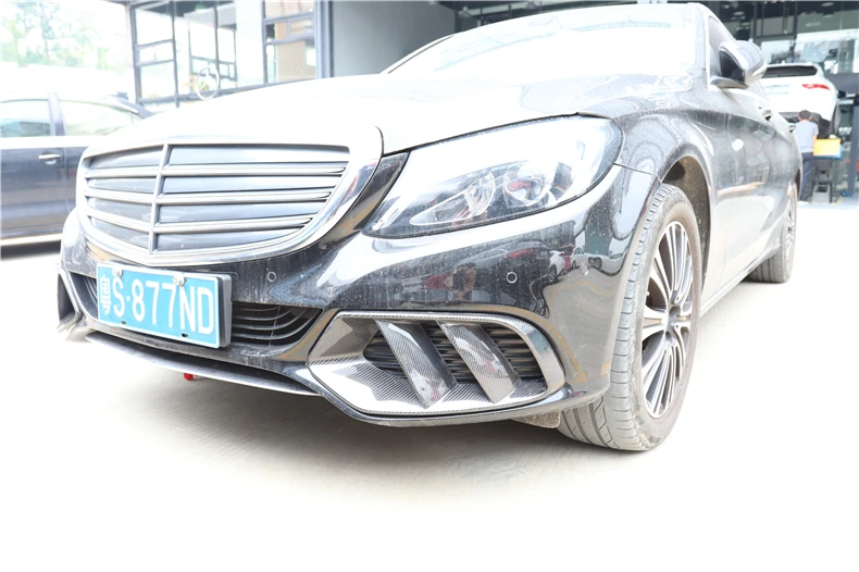 Углеродное волокно передний спойлер гриль диффузор Спойлеры для Mercedes-Benz c-класс W205 C180 C200 C300