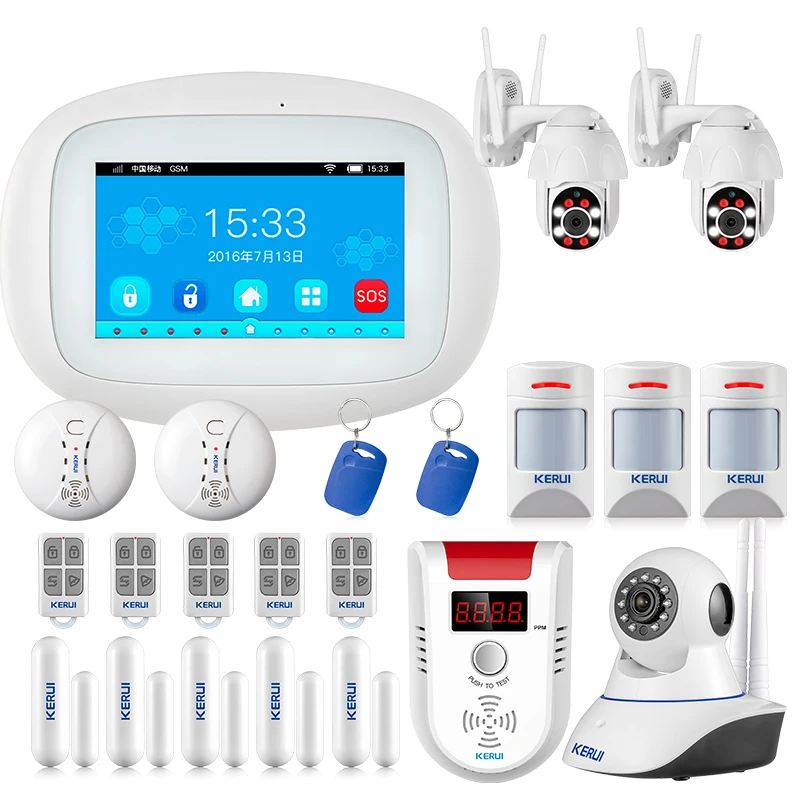 KERUI K52 4.3 Inch TFT Color Display Security Home Smart Residential Wireless Burglar WIFI GSM Alarm Systems Panel Alarm Kit