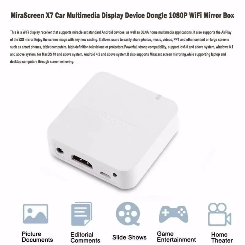 Car Multimedia Display Device New MiraScreen X7 Car Multimedia Display Device Dongle WiFi 1080P Mirror Box Airplay