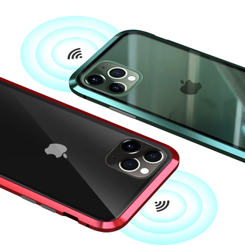Чехол из закаленного стекла+ Защитная пленка для экрана для iPhone 11 Pro Max чехол s стеклянная пленка с магнитной защитой из алюминиевого сплава