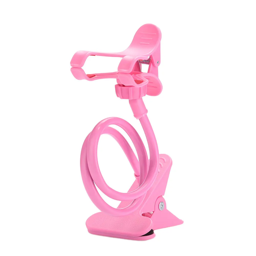 Phone Stand Clip Holder Premium Quality Phone Holder Desktop Automobile with Long Arm ABS Flexible Bracket - Цвет: Pink