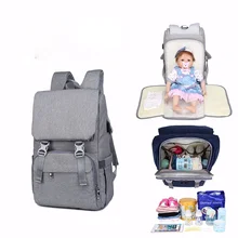 Bolsa de pañales de gran capacidad, mochila de maternidad impermeable, bolsas de pañales de bebé, cama de bebé con interfaz USB, bolsa de pañales de viaje