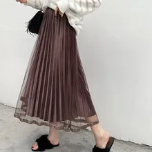Женская юбка, модная, весна-осень, высокая талия, однотонная плиссированная, половина длины, эластичная юбка, акция, Женская юбка