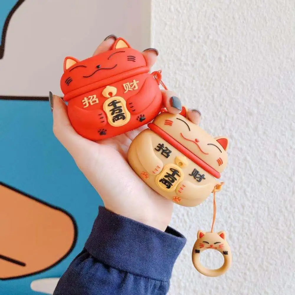 100 шт., мягкий силиконовый чехол для наушников Lucky Cat для Apple Airpods Pro, противоударный чехол для AirPods 3, чехол s, защитный чехол для наушников