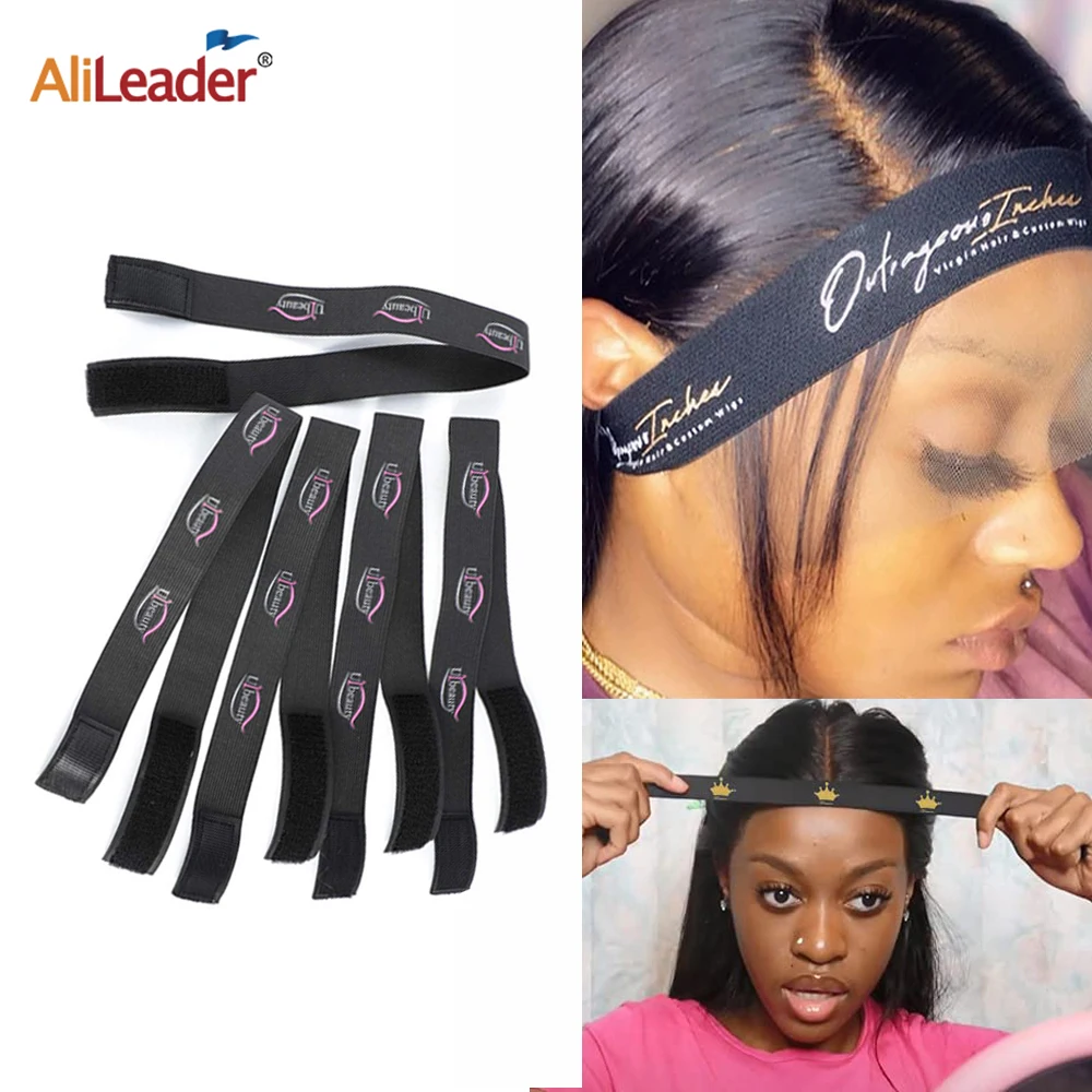 Custom Logo Adjustable Elastic Band For Wigs To Lay Edges Grip Elastic Melt Edges Band For Wigs Making Kits Hair Accessories hair stick excellent one key switch comfortable grip not hurt hair hair straightener hair beauty supplies