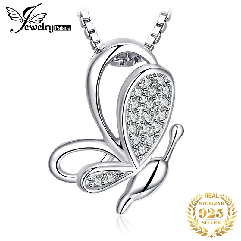 

JPalace Butterfly Silver Pendant Necklace 925 Sterling Silver Choker Statement Necklace Women Silver 925 Jewelry Without Chain