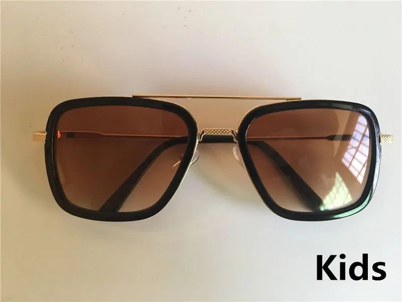 Kids Gold Frame C3 Lentes Tony Stark солнцезащитные очки детские металлические квадратные винтажные Железный человек для девочек и мальчиков 6-14 лет детские солнцезащитные очки gafas - Цвет линз: Kids Gold Frame C3