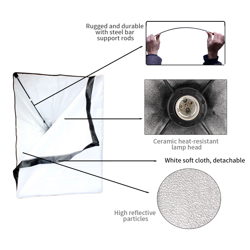 Photography Softbox For Photo Studio Light Box Professional 50X70cm E27 Softbox Lighting Kit With 30W LED Bulb& Tripod