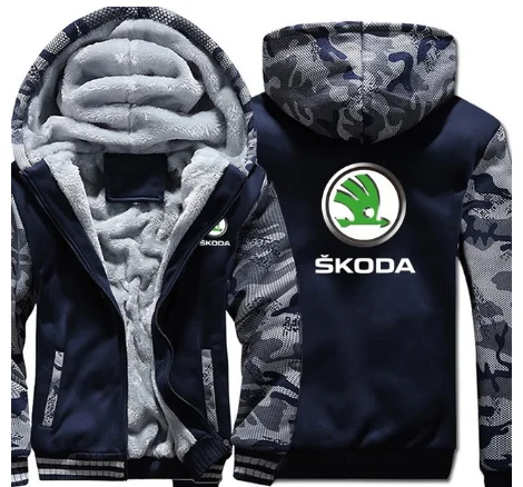 M-5XL плюс бархат утолщаются мужской для Skoda Толстовка Мужское зимнее пальто размера плюс 5 цветов куртки v