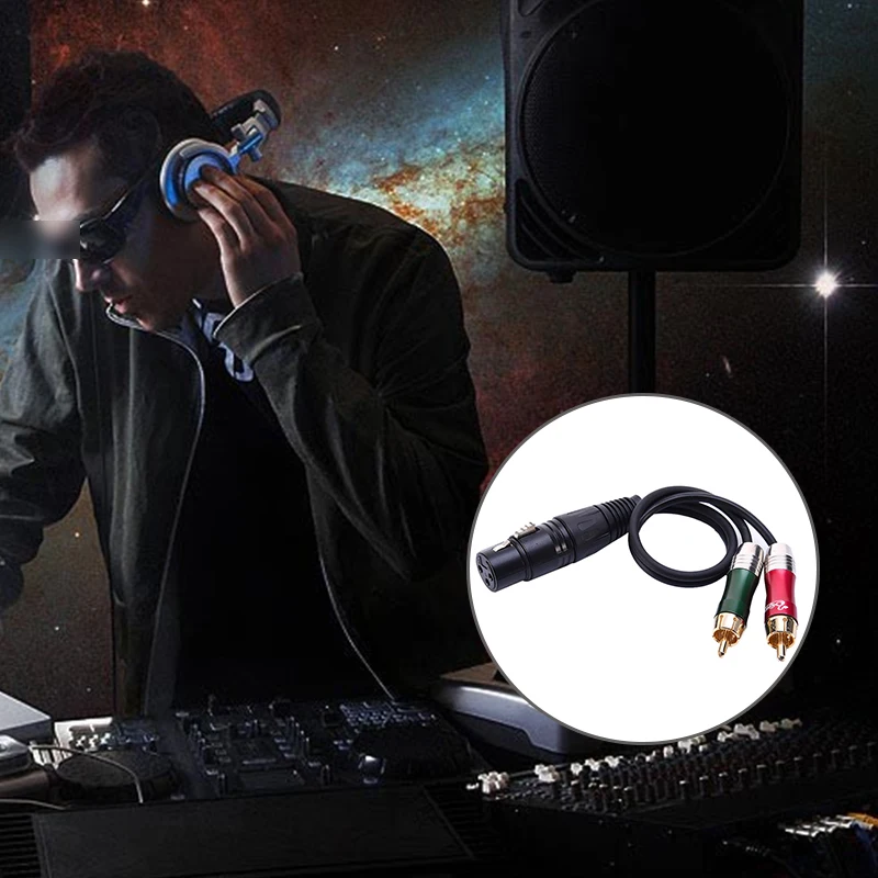 0,3 м 1 XLR Женский до 2 RCA Мужской микрофонный гитарный кабель DMX сигнальный кабель Удлинительный кабель