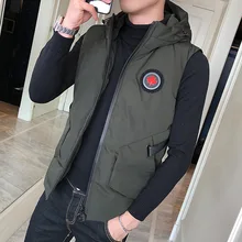 Осенне-зимний мужской трендовый жилет, мужская верхняя одежда, толстый Повседневный модный жилет, Молодежный пуховик, мужской жилет