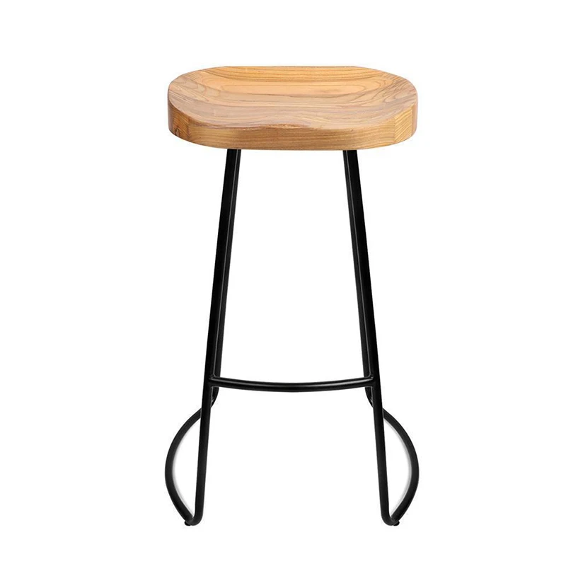 

Creative Solid Wood Seat Bar Stool Simple Style Household Multi-function Dining Chair Coffee Shop Stable Iron High Stool