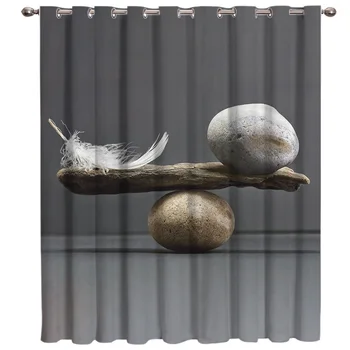 

Stone And Feather On Plank Bridge Window Curtains Dark Living Room Curtain Rod Kitchen Drapes Fabric Indoor