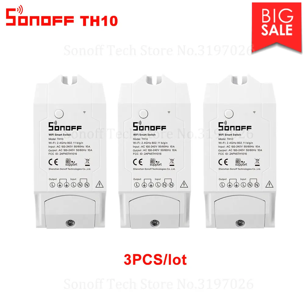 

Itead 3PCS Sonoff TH10 Wifi Smart Remoted Control Switch Support Temperature & Humidity Monitoring Sensor Works With Alexa IFTTT