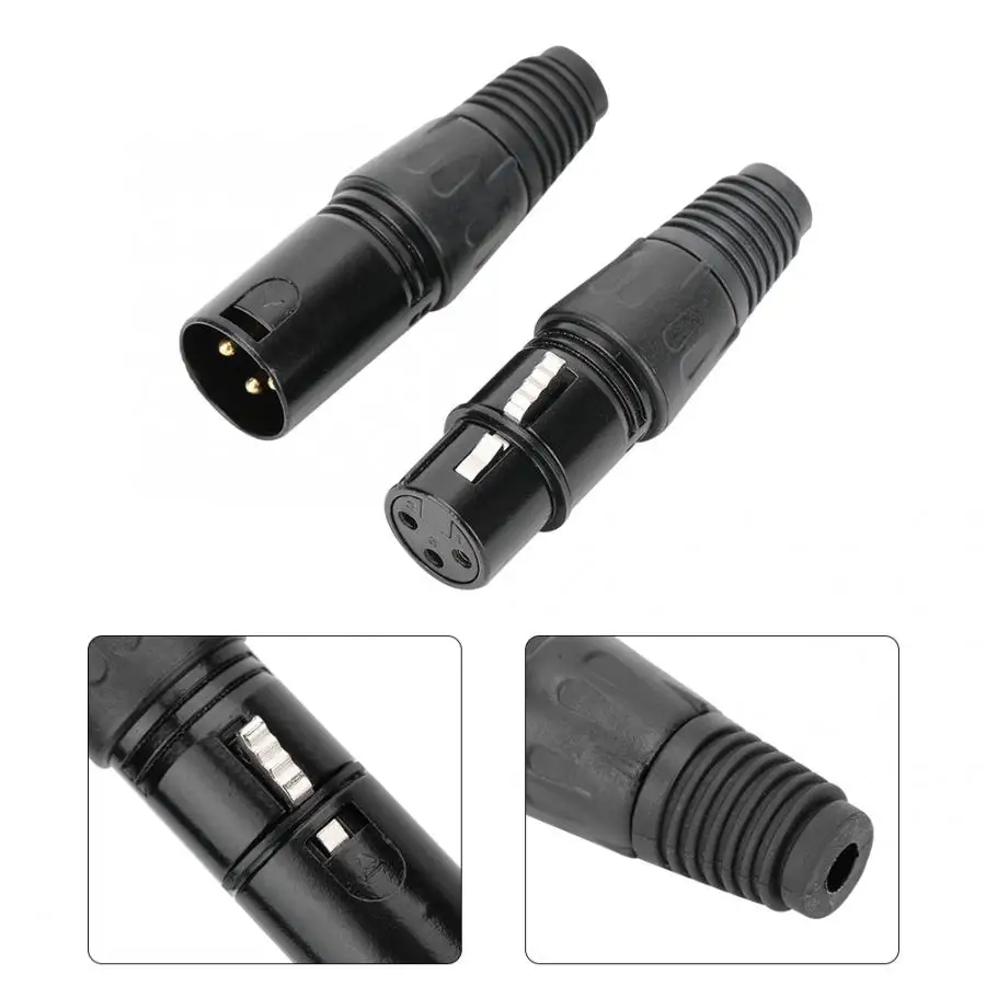 Черный 3Pin XLR микрофонный адаптер Кабельный разъем MIC Аудио разъем 3Pin микрофонный разъем