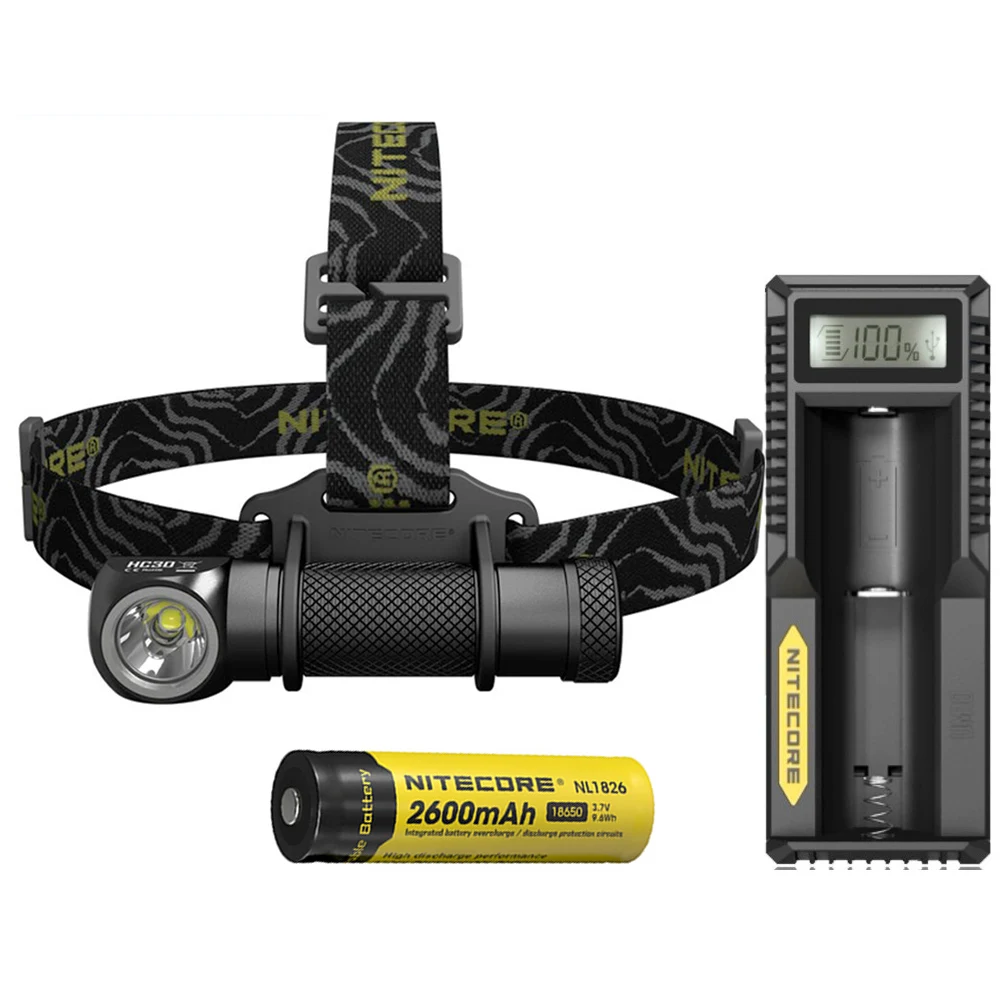 Налобный фонарь NITECORE HC30 CREE XM-L2 U2 max 1000LM с аккумулятором 18650 3500 мАч, новое зарядное устройство I2 - Испускаемый цвет: HC30 NL1826 UM10