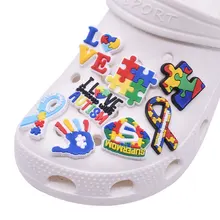 

Hot 1pc Funny Color Puzzle Shoe Charms Croc jibz Decoration PVC Sandals Garden Shoe Buckle Accessorie Ornaments Kid Party Gifts