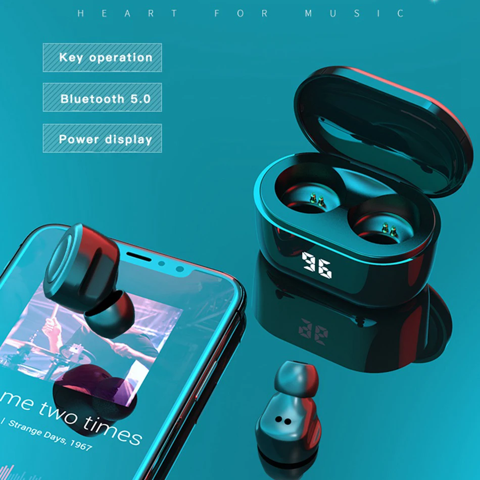 Wireless Bluetooth Earphone with Microphone Sports Waterproof Wireless Headphones Headsets Touch Control Music Earbuds For Phone