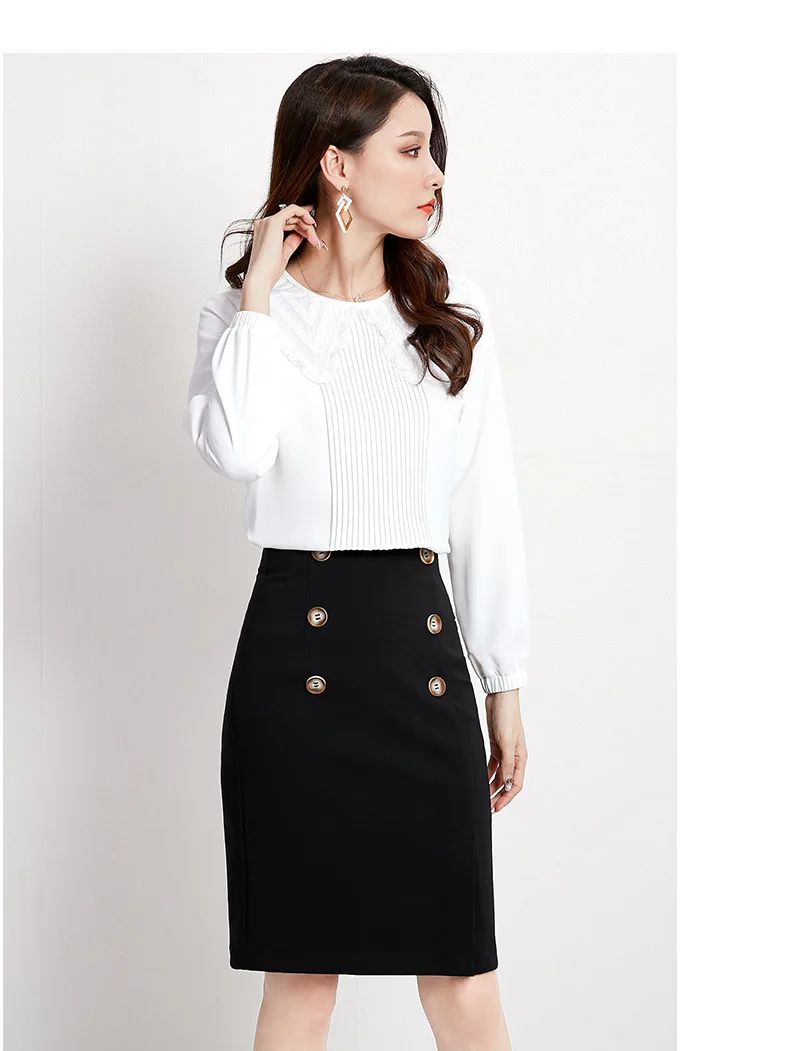 Women Skirts Autumn Winter New Woman Korean Elegant High Waist A-line Package Hip Skirt Midi Chic Wild Retro Button Skirts