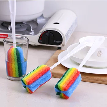 

1PC Detachable Water Bottle Cup Mug Glass Washing Sponge Cleaning Brush Scrubber with Handle Cleaning Utensils Brush Glass