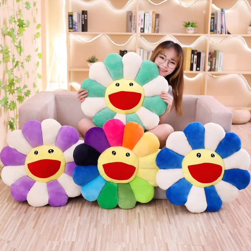 Colorful Sun Flower Cushion Large Pillow Smile Face Flower Sunflower